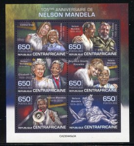 CENTRAL AFRICA 2023 105th ANNIVERSARY OF NELSON MANDELA SHEET MINT NH