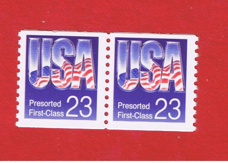 #2608   MNH  OG    USA & Flag Coil Pair   Free S/H