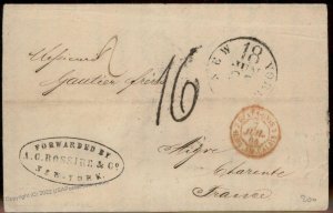 USA 1864 Havana France NY Rossire Forwarding Agent England Transatlantic C 92179