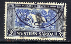 Western Samoa 1952 QE2 3d Indigo & Blue Malifa Falls Used SG 222 ( M1047 )