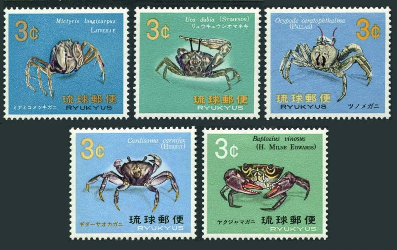 RyuKyu 173-177,MNH.Michel 202-206. Crabs 1968-1969.