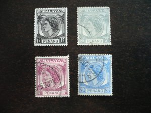 Stamps - Malaya Penang-Scott#29,33,35,37-Mint Hinged & Used Part Set of 4 Stamps