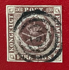 1853 Denmark Sc 2 used Royal emblem CV$40.00 Lot 1876