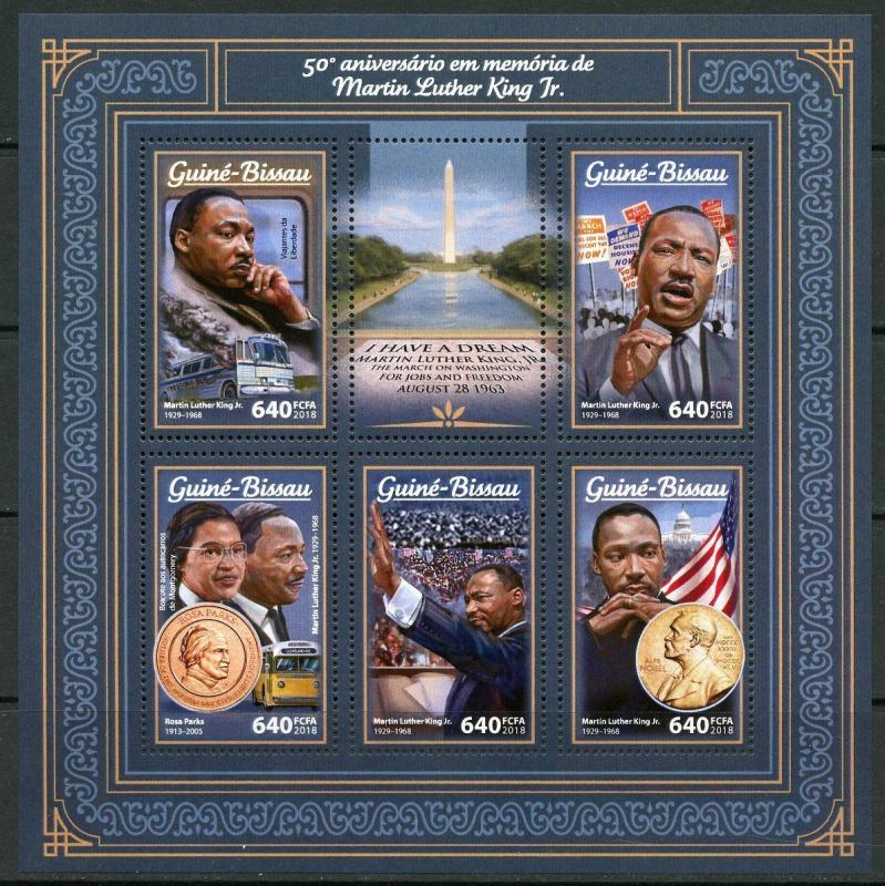 GUINEA BISSAU 2017  50th MEMORIAL ANN OF MARTIN LUTHER KING, Jr. SHEET  MINT NH