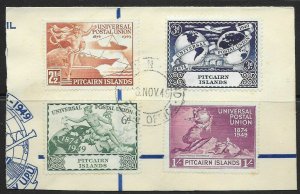 PITCAIRN ISLANDS SG13/6 1949 U.P.U. SET USED ON PIECE