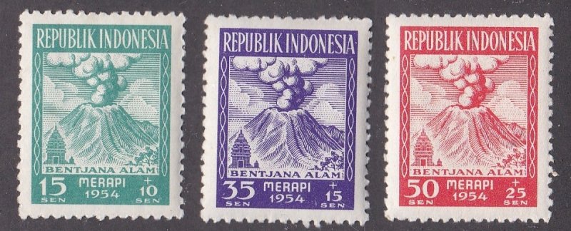 Indonesia # B69-71, Volcano Erupting, Mint LH, 1/3 Cat.