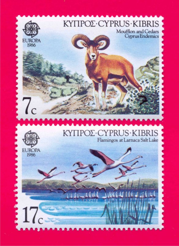CYPRUS 1986 Europa CEPT Fauna Animals Birds Moufflon Flamingo 2v Sc669-670 MNH
