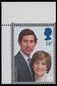 GB 1160 Royal Wedding 14p corner single UL (1 stamp) MNH 1981