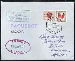 South Africa used in Tenerife 1968 Paquebot cover to Engl...