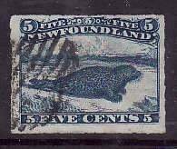 Newfoundland-Sc#40- id22-used 5c blue Harp seal-1876-