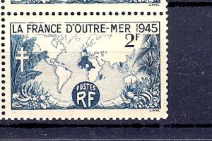 France, 560, World Map w/French Possessions Single,**MNH**