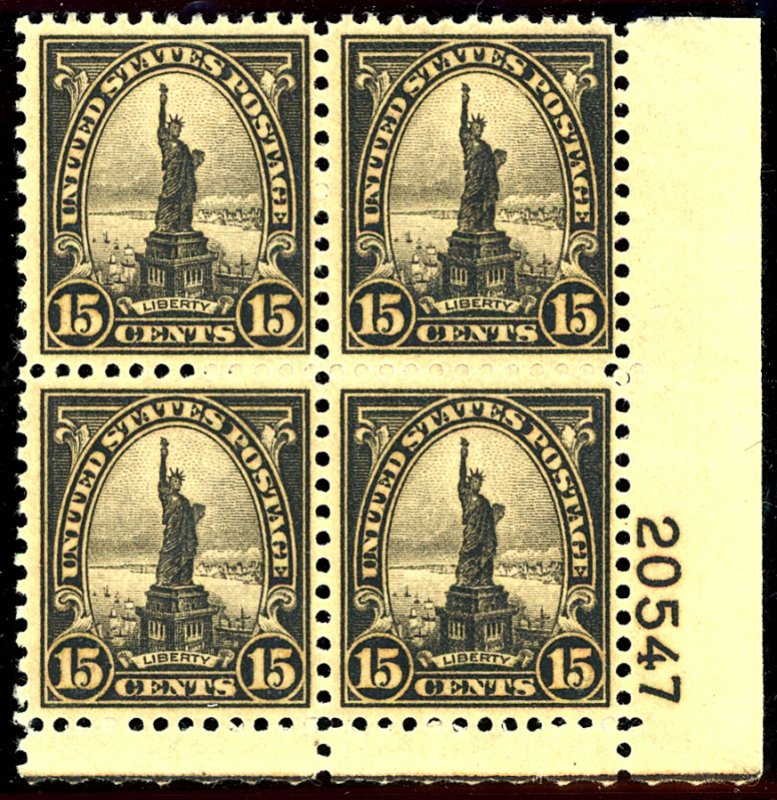 U.S. #696 MINT PL# BLOCK OG NH