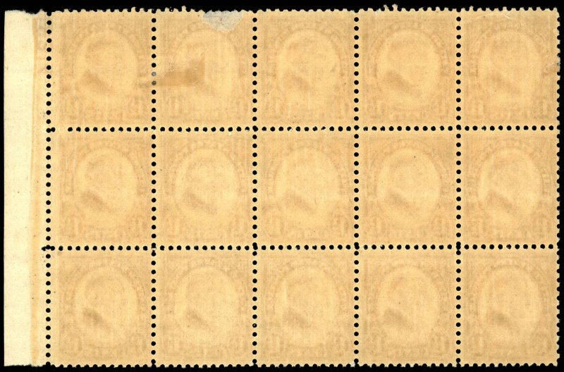 US Sc 633 MNH/MH BLOCK of 15 w/PLATE # - 1927 1½¢ - Harding - See Desc.