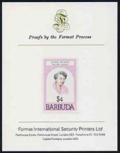 Barbuda 1981 Eleanor Roosevelt $4 imperf proof mounted on...