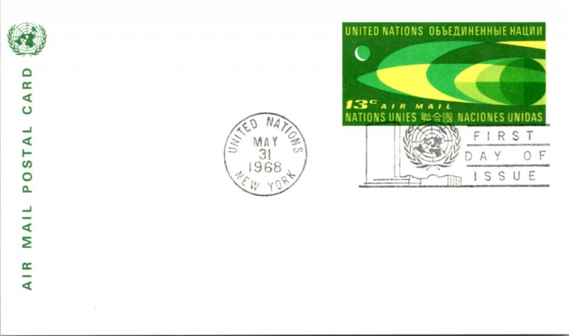 United Nations, New York, Worldwide First Day Cover, Government Postal Card