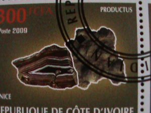 IVORY COAST-2009- WORLD MINERIAL CTO SHEET-VERY FINE WITH BEAUTIFUL CANCEL