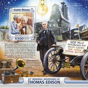 GUINEA BISSAU - 2016 - Thomas Edison - Perf Souv Sheet - Mint Never Hinged