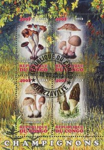 Mushroom Lepiota Procera Fungus Souvenir Sheet of 4 Stamps