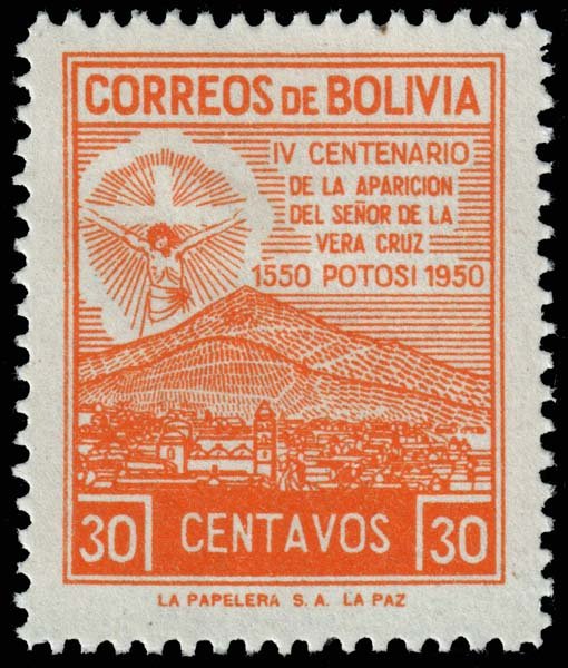 Bolivia  - Scott 335 - Mint-Hinged - Thin - Paper Inclusion