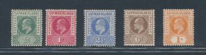 1905 Cayman Islands, Stanley Gibbons n. 8/12, 5 Value Series, MH*