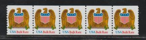 US SC 2603 Plate 11111 Strip of 5. MNH. Shiny gum