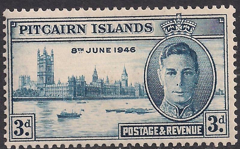 Pitcairn Islands 1946 KGV1 3d Blue Victory MM SG 10 ( F1060 )