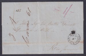 British PO in Montevideo (SG CC1, Sc A1) 1856 folded letter cover to BRAZIL