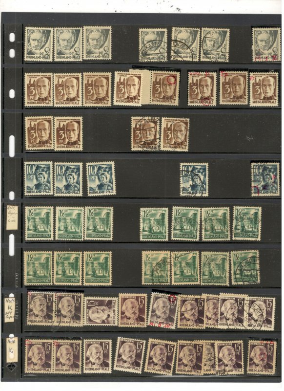 RHEILAND COLLECTION ON STOCK SHEET MINT/USED