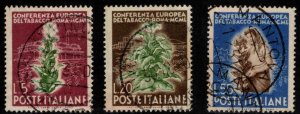 Italy Scott 544-546 Used Tobacco Conference stamp set CV$36.40