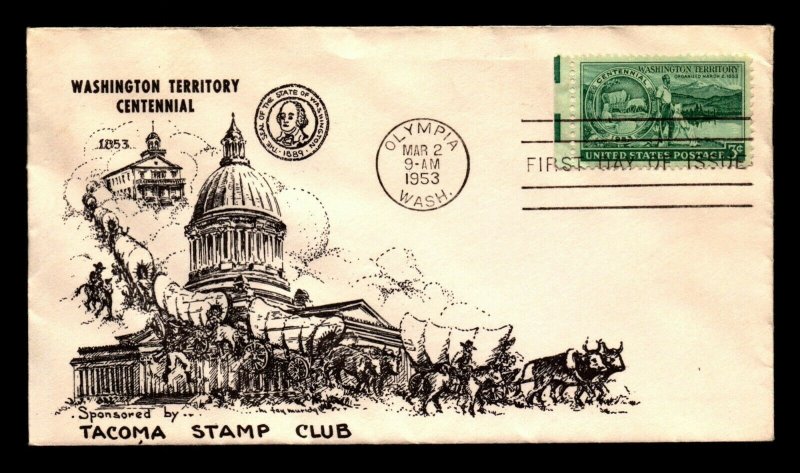 US SC# 1019 FDC / 1st Tacoma Stamp Club Cachet / Light Bending - L6337