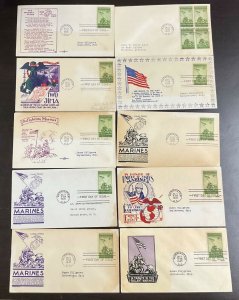 929  WWII Patriotic Cachets  Lot of 10 Iwo Jima FDCs 1945