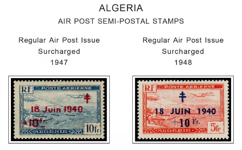 COLOR PRINTED FRENCH ALGERIA 1924-1958 STAMP ALBUM PAGES (29 illustrated pages)