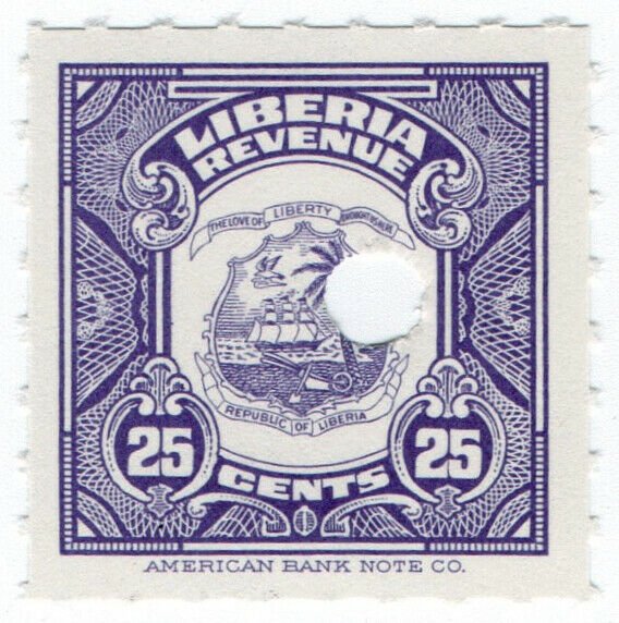 (I.B) Liberia Revenue : Duty Stamp 25c (ABN Specimen)