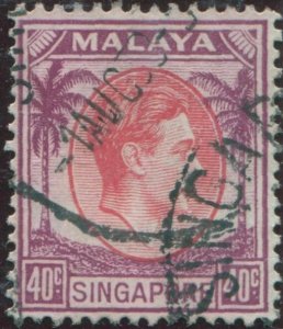 Singapore 1948 SG11 40c red and purple Palms KGVI FU