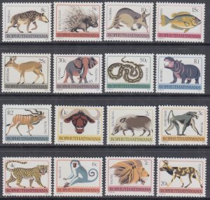 BOPHUTHATSWANA Sc # 5-8,10-21 MNH (MISSING # 9) TRIBAL TOTEMS, WILDLIFE