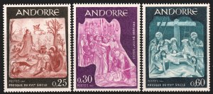 Andorra (French) #178-180  MNH - Art Religious Frescoes (1967)