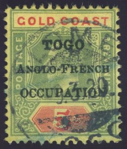 Togo 1916 KGV 5s green & red/orange-buff very fine used. SG H56a.