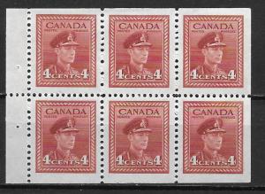 Canada 254a 1942-3 4c KGVI MLH Booklet Pane (z1)