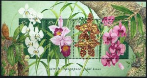 Australia Singapore Joint Issue Orchids Miniature Sheet (1998) MNH