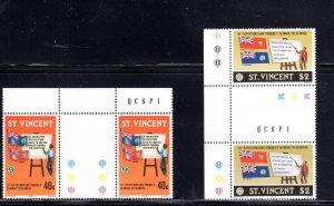 ST. VINCENT #535-536 1978 SCHOOL TO SCHOOL PROGAM GUTTER PR. MINT VF NH O.G