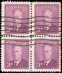 Canada Scott #286 VF Block Used-1949 3¢ KGVI Postes/Postage Issue
