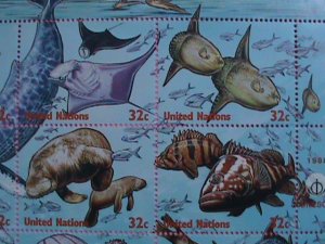 U.N. STAMP: 1998- SC #.734-INTERNATIONAL YEAR OF THE OCEAN: MNH NEW YORK SHEET