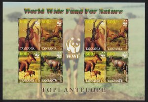 Tanzania WWF Topi Antelope MS 2006 MNH MI#4433-4436KB