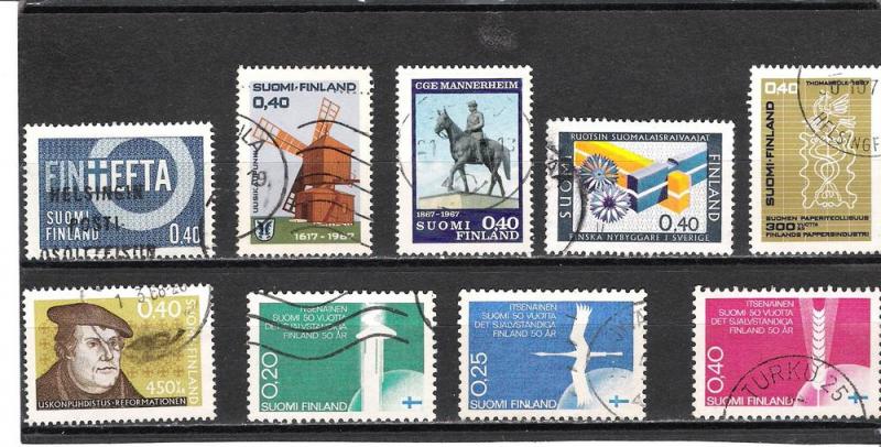 FINLAND  1967  regular issue year set of  9  Scott 444-452  