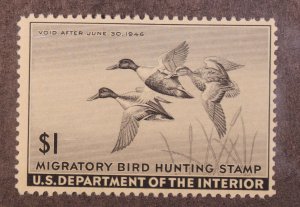 Scott RW12 1945 $1.00 Duck Stamp MNH Nice Stamp SCV - $100.00
