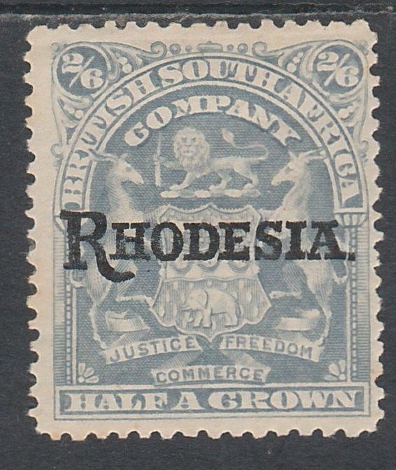 RHODESIA 1909 OVERPRINTED ARMS 2/6 