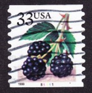 US #3304 Berries Used PNC Single plate #B1111