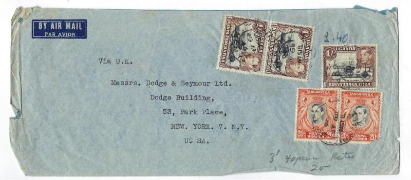 1946 British Kenya (KUT) To USA Airmail Cover -  (GG-55)