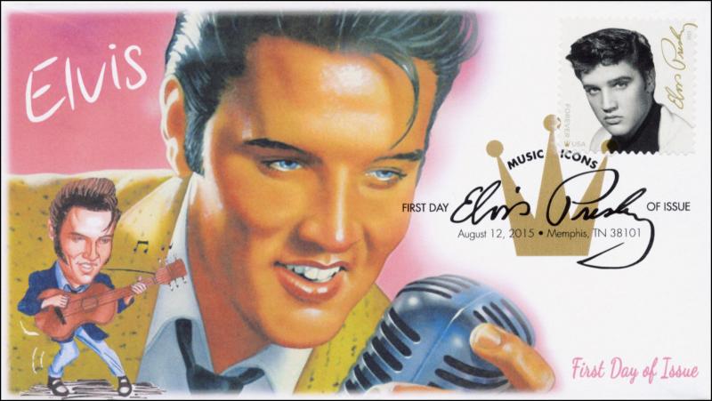 2015, Elvis Presley, FDC, Music Icons, Digital Color Postmark, 15-204 