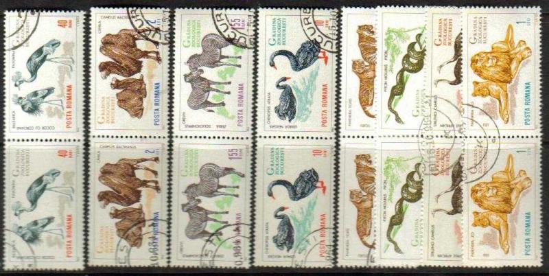 Romania Scott 1677-84, CTO, Pair Animals, set of 8 in pairs